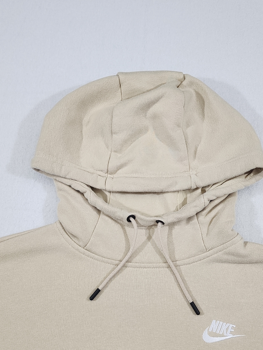 Nike Tech Fleece Cropped Hoodie Beige Cream Medium Zip Hem - Picture 4 of 12
